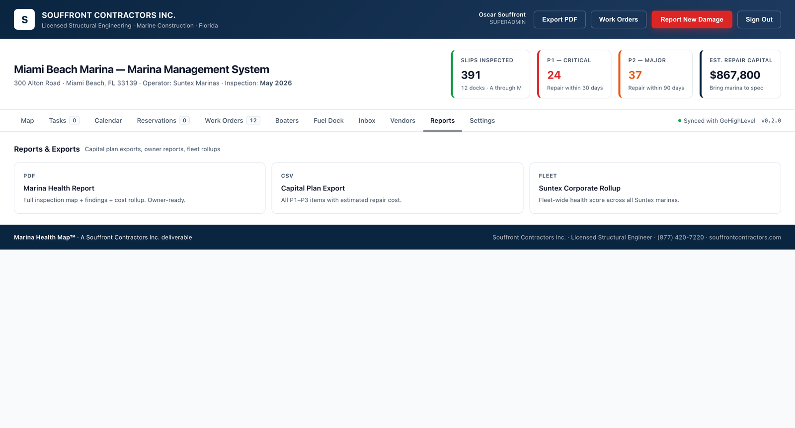 Marina Pro reports — capital, occupancy, and vendor analytics